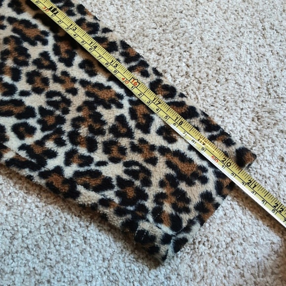 Leopard Print Full Zip Long Cozy Fleece Robe with Pockets Black Brown Tan Size S - Picture 10 of 14